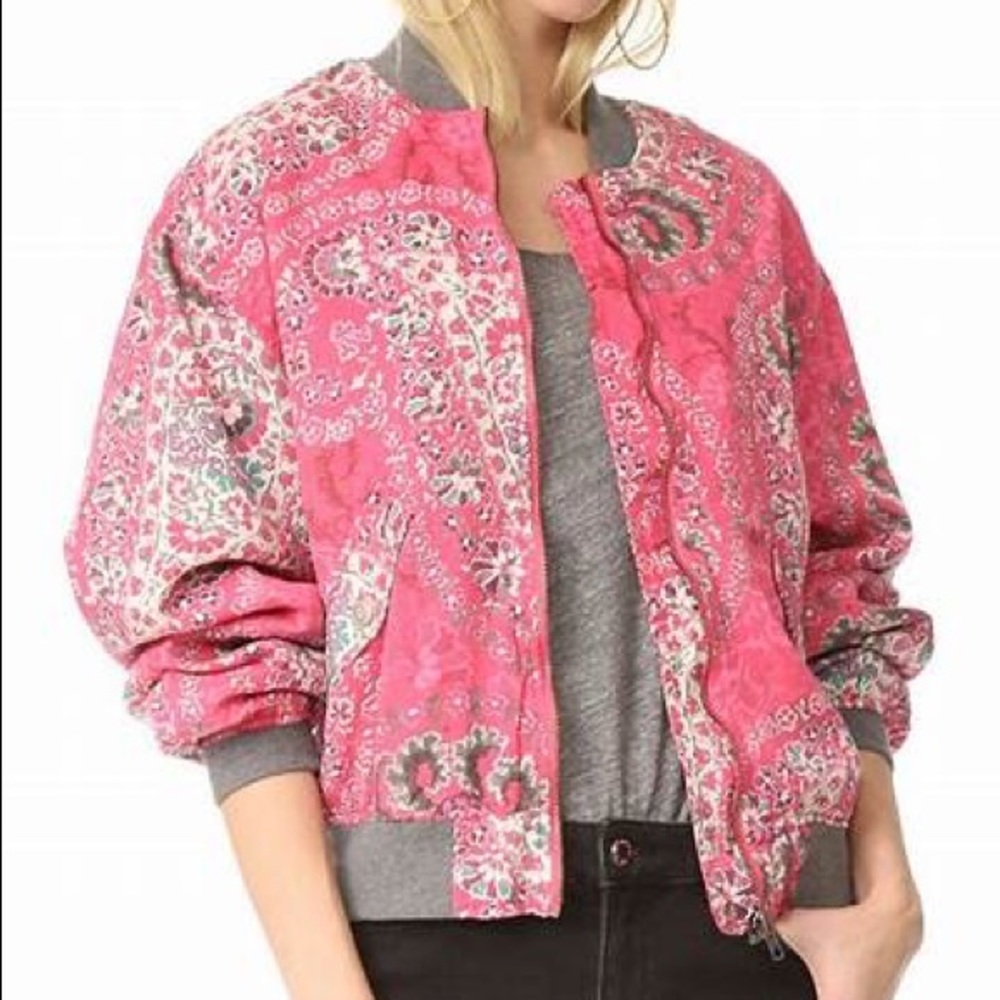 FREE PEOPLE Paisley Print Quilted Bomber Jacket - Picture 2 of 16